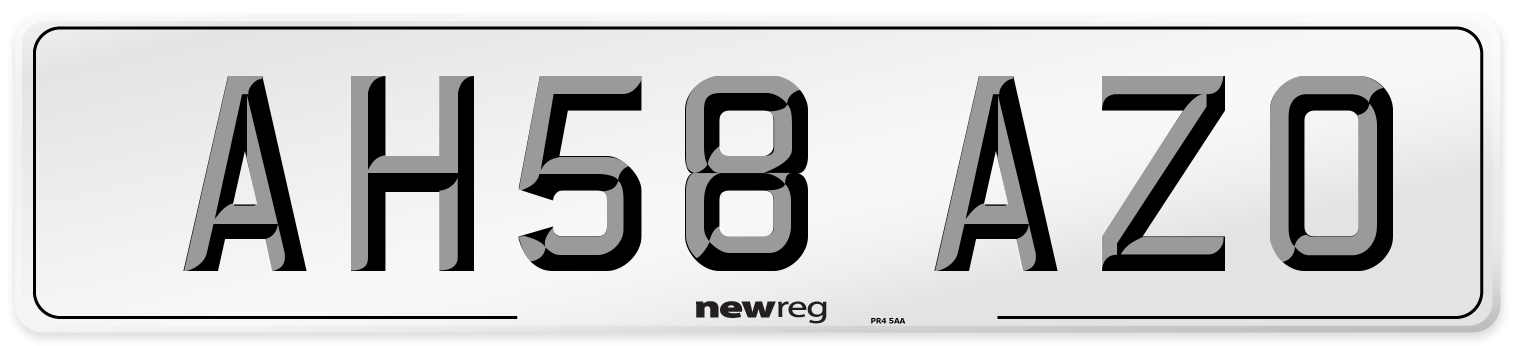 AH58 AZO Number Plate from New Reg